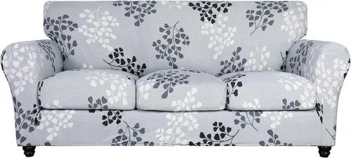 Miniatura 46 de SearchI Funda elástica para sofá con estampado, Fundas para sofá con diseño floral, 2 piezas de funda elástica para sillón con funda de cojín