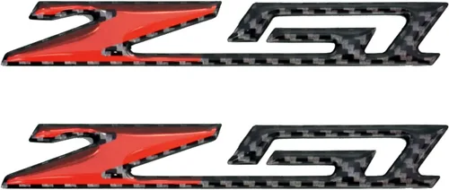 Juego de par Corvette C7 Z51 Emblema de fibra de carbono, adhesivo de calcomanía de reemplazo para Corvette (Negro Rojo de fibra de carbono)