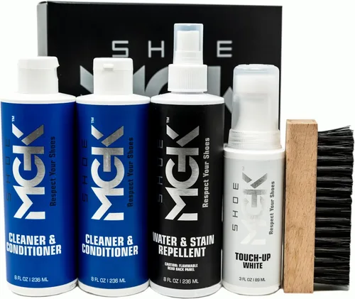 Shoe MGK MVP - Kit de limpiador de zapatos y acondicionador, repelente al agua y manchas, retoque blanco y cepillo