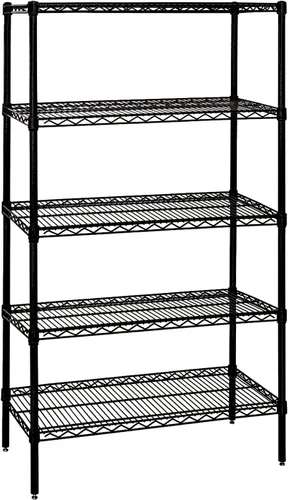 Miniatura 46 de Quantum Storage Systems WR74-1824BK Kit de inicio para estantería de alambre de 4 niveles de altura de 74 pulgadas, acabado negro, 18 pulgadas