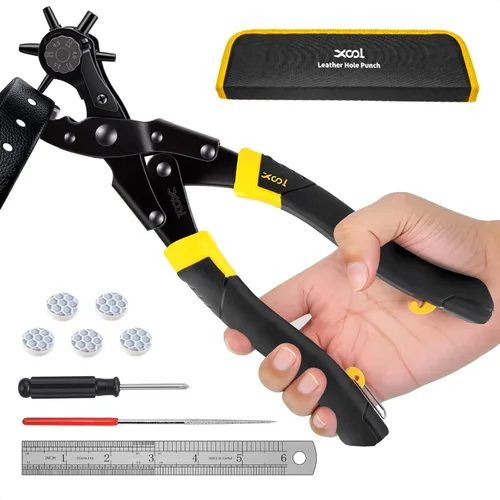 Miniatura 9 de XOOL Kit de Herramientas de Perforación y Ojales para Cuero 2 en 1, Ojales de Metal de 3/16" 4.5mm para Tela, Perforador, Alicates de Ojales