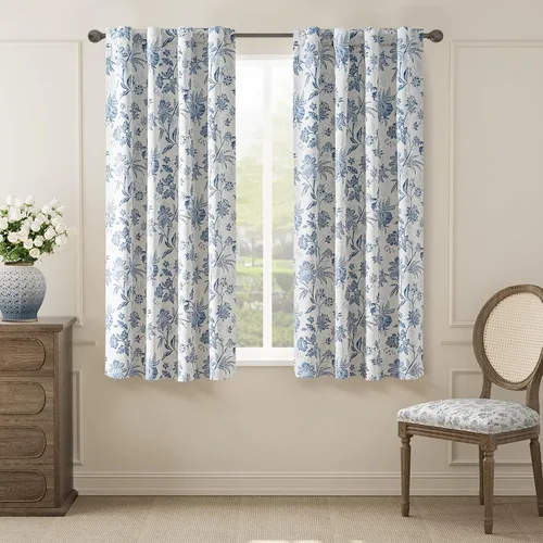 Miniatura 33 de jinchan Cortinas Opacas Florales para Dormitorio, 63 Pulgadas de Largo Cortinas Opacas con Estampado de Flores, Estilo Campo Francés con Pestañas
