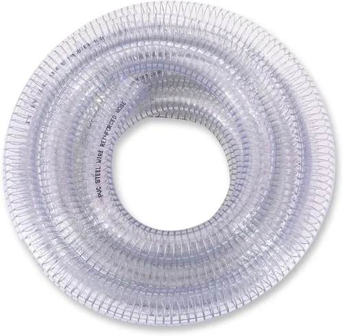 DAVCO 1" ID - Tubo de vinilo reforzado con alambre de acero de 5 pies Manguera flexible de PVC transparente de plástico resistente para recolección