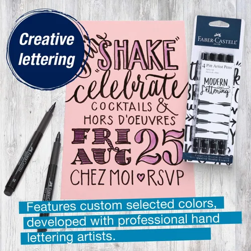 Miniatura 4 de Faber-Castell Black Modern Lettering Pitt Artist - Juego de 4 bolígrafos