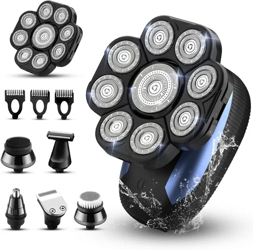 Afeitadoras de cabeza para hombres calvos, máquina de afeitar rotativa eléctrica 9D, multifuncional, afeitadora de cabeza calva para hombre,