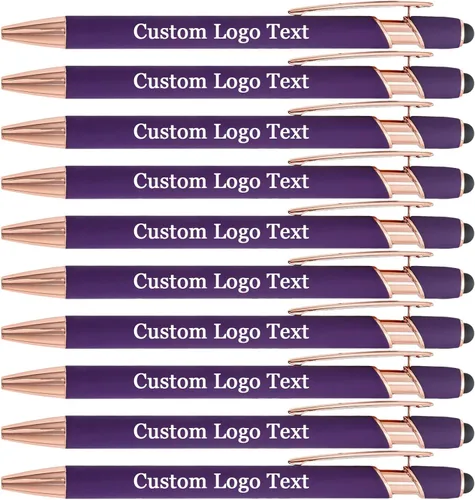 Miniatura 14 de Bolígrafos grabados personalizados a granel, personalizados con nombre/logotipo, tinta negra o azul, escritura suave para oficina, negocios, Negro