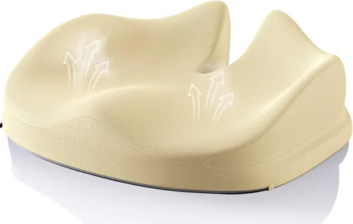 Miniatura 8 de Benazcap Cojín de asiento grande para silla de oficina, espuma viscoelástica, alivio del dolor de coxis, almohada para apoyo de espalda, almohadilla