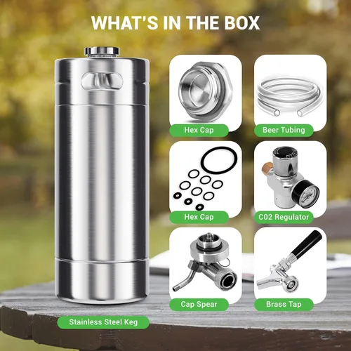 Miniatura 6 de NutriChef Sistema de Grifo para Barril Presurizado, Kit Portátil de Dispensador de Mini Barril de Acero Inoxidable de Doble Pared de 128oz