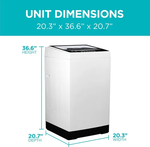 Miniatura 2 de BLACK+DECKER Lavadora portátil pequeña, lavadora para uso doméstico, lavadora portátil de 1.7 pies cúbicos con 8 ciclos, tapa transparente