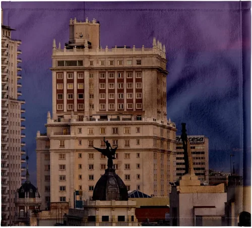 3dRose Paño 11x12 para rostro y cuerpo - España, Madrid, Gran Vía y Edificio España - EU27 WBI0668 - Walter Bibikow Madrid