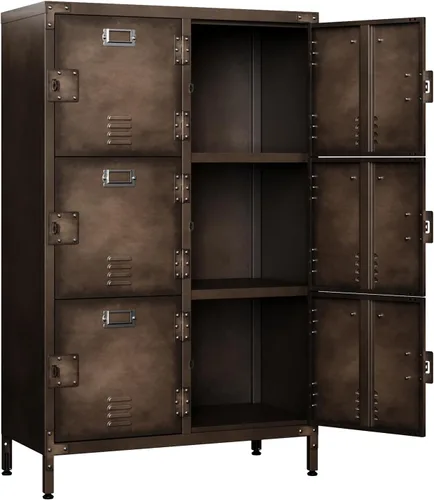 Yizosh Armario de metal con 6 puertas con cerradura, armarios de almacenamiento de acero industrial para empleados – Armarios de almacenamiento de
