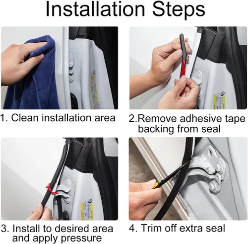 Miniatura 6 de FASTCHE Kit de sellado de puerta de cuerpo completo para Tesla Model Y 2020-2023, adhesivos de goma insonorizados, accesorios exteriores (8 unidades)