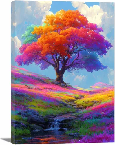 Miniatura 27 de VOCBAN Tree of Life Wall Art The Picture Artwork Canvas Prints Tree Pictures Poster Retro Artwork for Bedroom Living Room Home Decoration(blue blue
