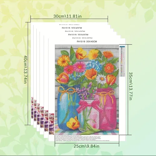 Miniatura 3 de AiYuanzsh Paquete de 6 pinturas de diamantes, kits de pintura de diamantes de flores para adultos, taladro completo por números 5D, arte floral