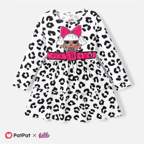 Miniatura 6 de L.O.L. Surprise! Girls Tiered Dress Figure Print Layered Long Sleeves Casual Dress Flowy Dress Size 6-12