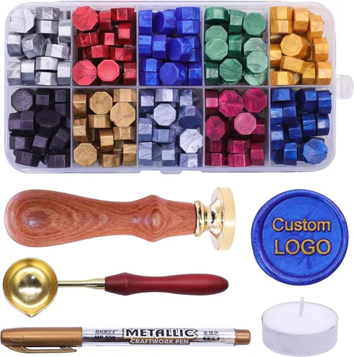 Miniatura 9 de SWANGSA Kit de sellos de cera personalizados de 4 piezas, sello de cera de sellado personalizado con imagen/logotipo personalizado