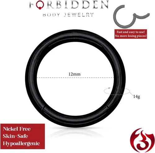Miniatura 70 de Forbidden Body Jewelry - Piercing para la nariz de acero quirúrgico 316L con bisagra, 14G, 16G, 18G, diámetro de 15/64, 5/16, 25/64, 15/32 pulgadas