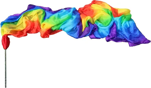 Miniatura 21 de Winged Sirenny 4.4yds Colorful Flowy Soft Silk Ribbon Throw Streamer with Rod,Church Liturgical Praise Worship Adoration Dance Ribbon Beginners