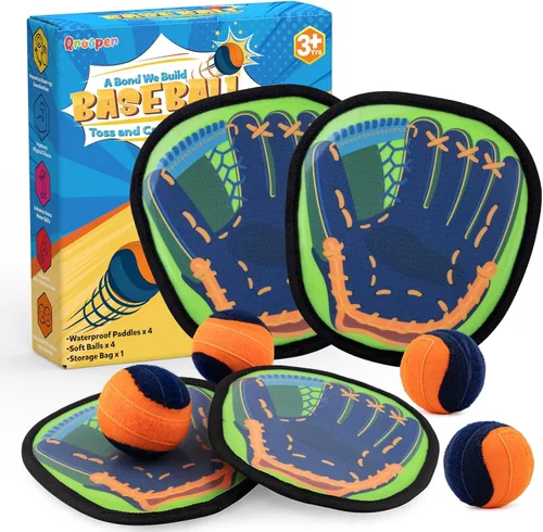 Miniatura 11 de Juego de pelota de lanzar y atrapar guantes de béisbol para niños pequeños, juegos exteriores para niños y familia, juguetes de playa y piscina