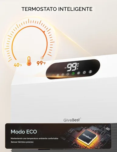 Miniatura 4 de GiveBest Calentador eléctrico de pared, calentadores de espacio para uso en interiores, calentador inteligente de 1500 W con termostato ajustable