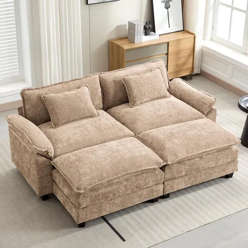 Miniatura 58 de Oprisen Sofá Seccional Modular, Cómodo Cloud Couch Sofá Seccional, Sofá Cama de Chenilla con Asiento Profundo con Almohadas Decorativas para Sala