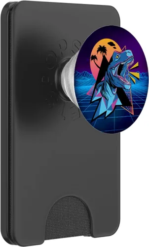 Miniatura 7 de Vaporwave Aesthetic Synthwave 80s 90s T Rex Dinosaur Gifts PopSockets Agarre y soporte para teléfonos y tabletas, Negro
