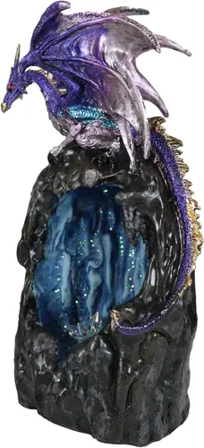 Miniatura 7 de Dragón púrpura de cuarzo azurita escalando una montaña de piedra preciosa, figura decorativa de piedra sintética, quemador de incienso de reflujo