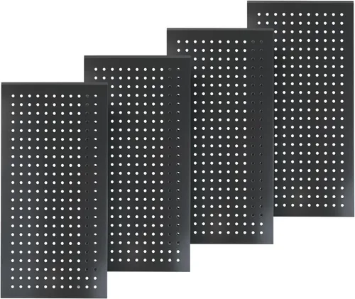 4 paquetes de paneles de tablero de clavijas de metal de 24" x 12" en negro, tablero de clavijas de acero resistente para organizador de pared, Azul