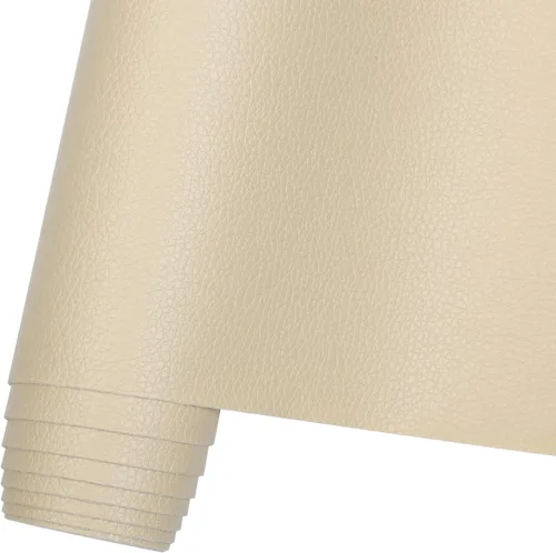 Butarfe Hoja de piel sintética de 2 yardas, 54 x 72 pulgadas, vinilo para tapicería de 1.0mm de grosor, piel sintética suave de PU, beige, Lichee