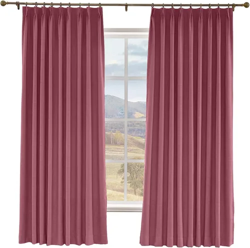 Miniatura 8 de Macochico Cortinas opacas de lino sintético de 52 pulgadas de ancho x 63 pulgadas de largo, panel de cortinas plisadas para dormitorio, aulas