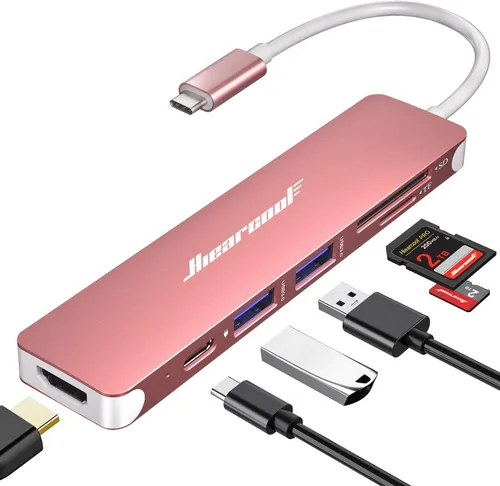 Miniatura 11 de Hiearcool Hub USB C para MacBook Air/Pro, adaptador USBC 7 en 1 multipuerto con adaptador HDMI 4K, estación de acoplamiento USB-C para portátiles