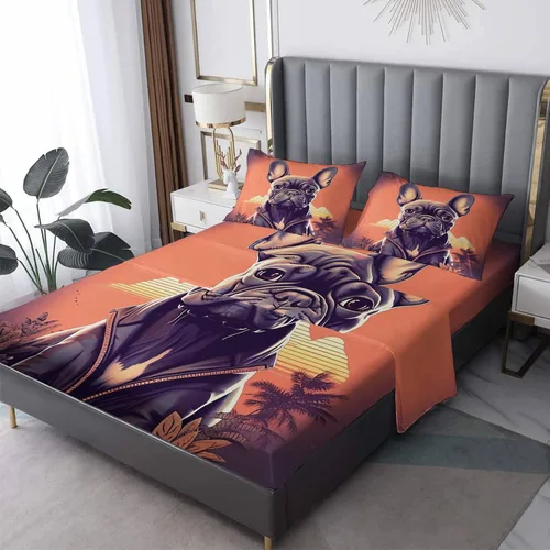 Miniatura 7 de Labrador Sheets tamaño individual, sábanas de perro negro, sábanas y fundas de almohada estampadas de 3 piezas, sábana bajera ajustable