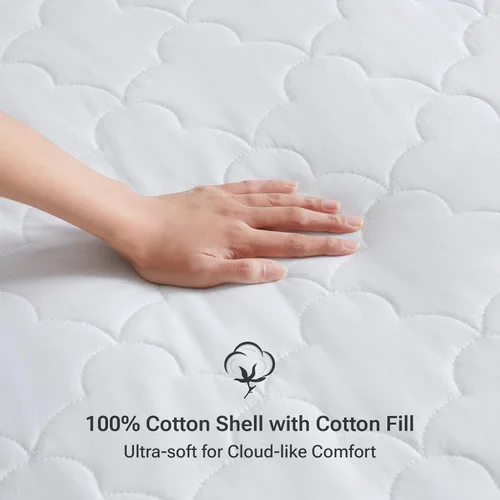 Miniatura 2 de Sleep Philosophy - Protector de colchón de algodón para cama individual, funda de colchón acolchada Classic Cloud, cubrecolchón natural
