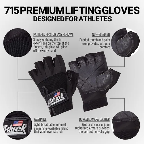 Miniatura 3 de Schiek Sports 715 Premium Gel Lifting Guantes - Guantes de Equipo de Ejercicio