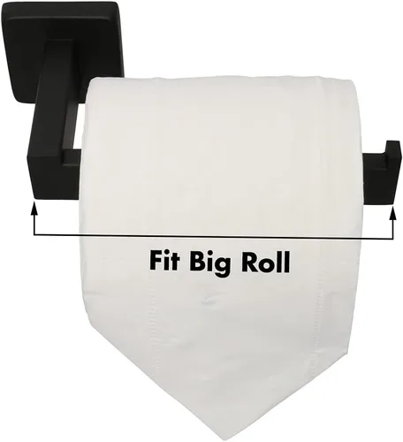 Miniatura 5 de TocTen Soporte de papel higiénico para papel higiénico para papel grande, hecho de acero inoxidable SUS 304 grueso, soporte de pared cuadrado Negro