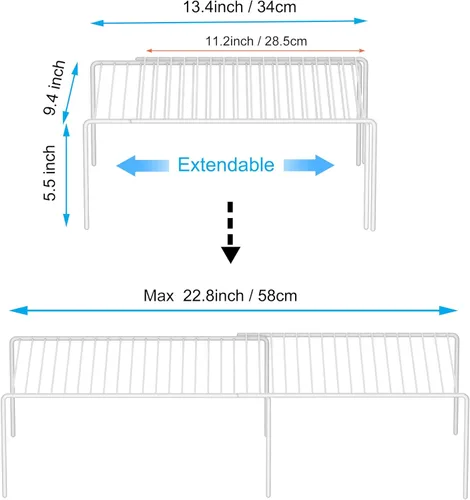 Miniatura 2 de iPEGTOP Estante de almacenamiento expandible para gabinete de congelador, 2 piezas a prueba de óxido, organizador de cocina ajustable, estante