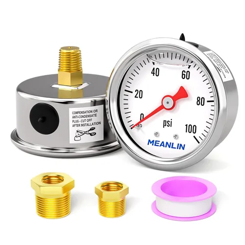 Miniatura 36 de MEANLIN MEASURE 2 unidades de acero inoxidable 015Psi relleno de líquido, medidor de presión relleno de glicerina de 1.5 pulgadas, aire de aceite