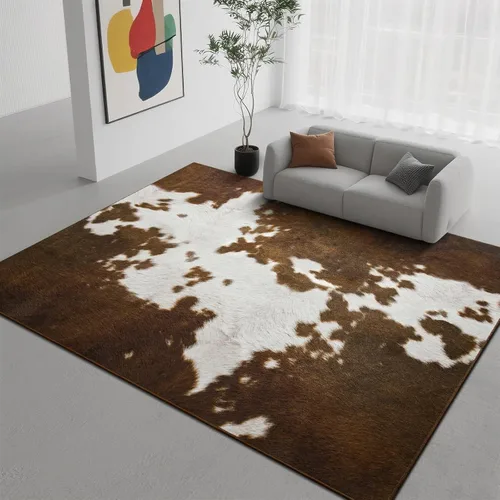 Miniatura 8 de DweIke - Alfombras con estampado de vaca para la sala de estar, alfombras de piel de vaca lavables a máquina de 4x6 pies para la sala de estar
