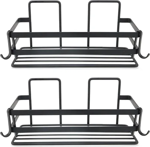 Miniatura 9 de RoyalHouse Estantes esquineros para ducha, color negro, paquete de 2 unidades, de acero inoxidable, para montar en la pared, organizador de cocina