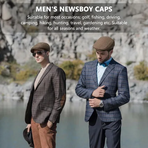 Miniatura 6 de meioro Gorra plana de espiga para hombre, gorra clásica de tweed de Newsboy, gorra de mezcla de lana, gorra plana de Gatsby, gorras de hiedra