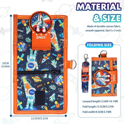 Miniatura 7 de YOYTOO Billetera para niños de 4 a 18 años de edad, triple pliegue, billeteras de lona para niños, novedosas carteras, regalos para niños, Space