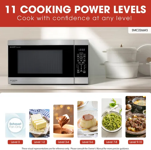 Miniatura 3 de SHARP Horno microondas para encimera con plato giratorio extraíble de 16.5 pulgadas, 1200 vatios, 2.2 pies cúbicos, acero inoxidable