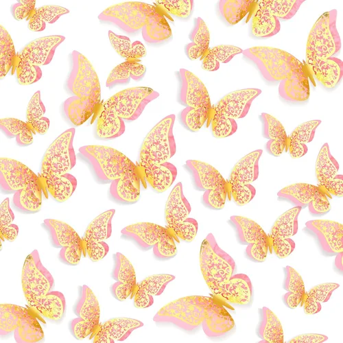 Miniatura 13 de Outus 120 piezas de calcomanías de mariposas en 3D en capas negras para pared, calcomanías de mariposas extraíbles, murales en relieve para Negro