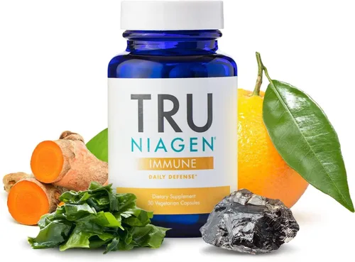 TRU NIAGEN Suplemento de apoyo inmunológico – Defensa diaria – Vitamina C de fermentación, vitamina D3 vegana 2000 UI, zinc, más teracurmina