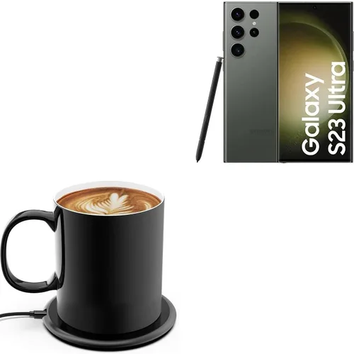 BoxWave - Cargador compatible con Samsung Galaxy S23 Ultra - HottieMug con cargador inalámbrico PowerDisc (15 W), Qi inalámbrico de 15 W, calentador