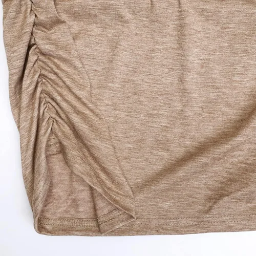 Miniatura 5 de GINKANA Camiseta de maternidad con manga corta de pétalo, cuello en V, con laterales fruncidos, informal, básica, túnica para embarazo