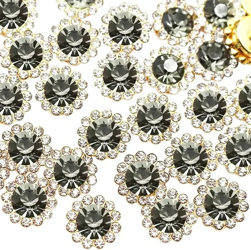 Miniatura 8 de 120 piezas de 12 mm de girasol coser en diamantes de imitación de cristal, gemas de vidrio, diamantes de imitación de metal para manualidades
