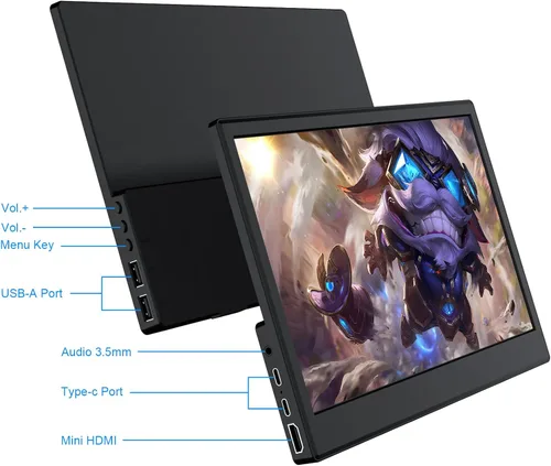 Miniatura 2 de Monitor portátil de 11.6 pulgadas, pequeña pantalla IPS FHD ultra delgada, Plug & Play USB-C/HDMI segunda pantalla externa para laptop, teléfono