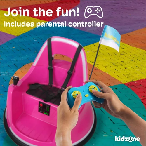 Miniatura 6 de Kidzone Coche chocón inteligente para niños pequeños y niños de 1,5 a 6 años, juguete eléctrico de 12V con 2 velocidades, juguete de choque