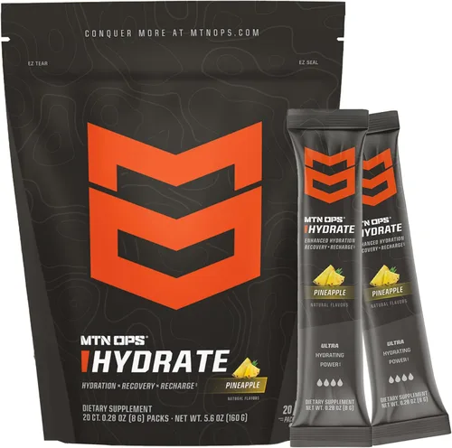 Miniatura 17 de MTN OPS Hydrate Electrolytes - Mezcla de bebida en polvo, 20 paquetes de electrolitos individuales para llevar con más de 1000 mg de electrolitos